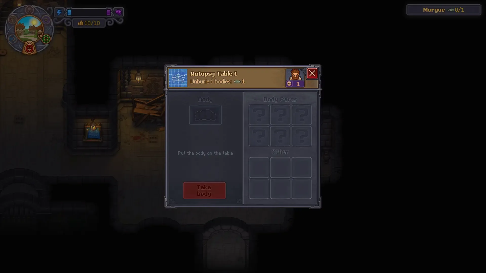 Autopsy Table Menu